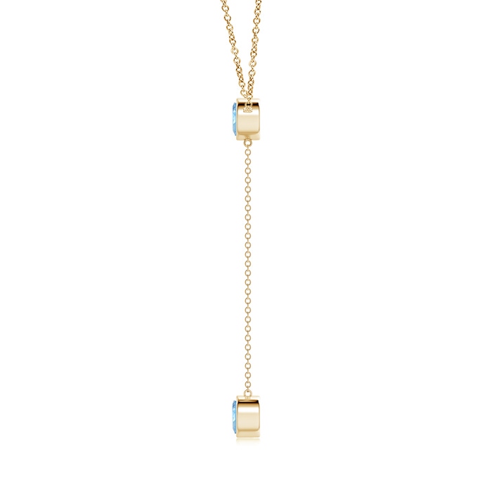 6mm AAAA Bezel-Set Round Aquamarine Lariat Style Necklace in Yellow Gold product image