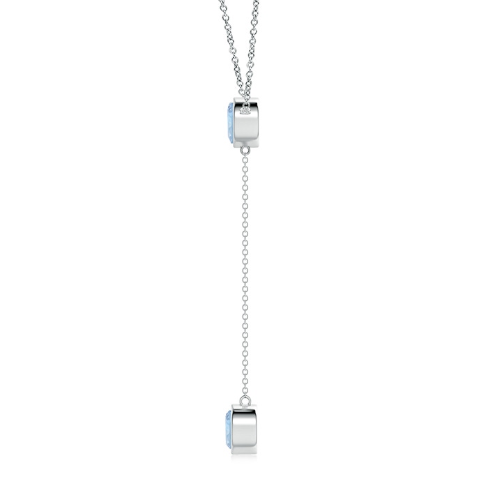 7mm AA Bezel-Set Round Aquamarine Lariat Style Necklace in White Gold product image