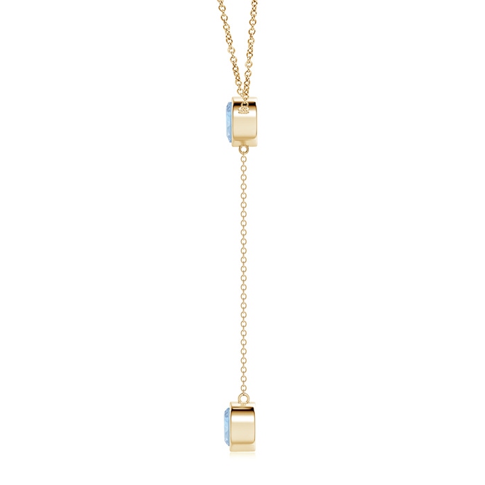 7mm AA Bezel-Set Round Aquamarine Lariat Style Necklace in Yellow Gold product image