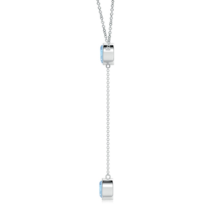 7mm AAA Bezel-Set Round Aquamarine Lariat Style Necklace in White Gold product image