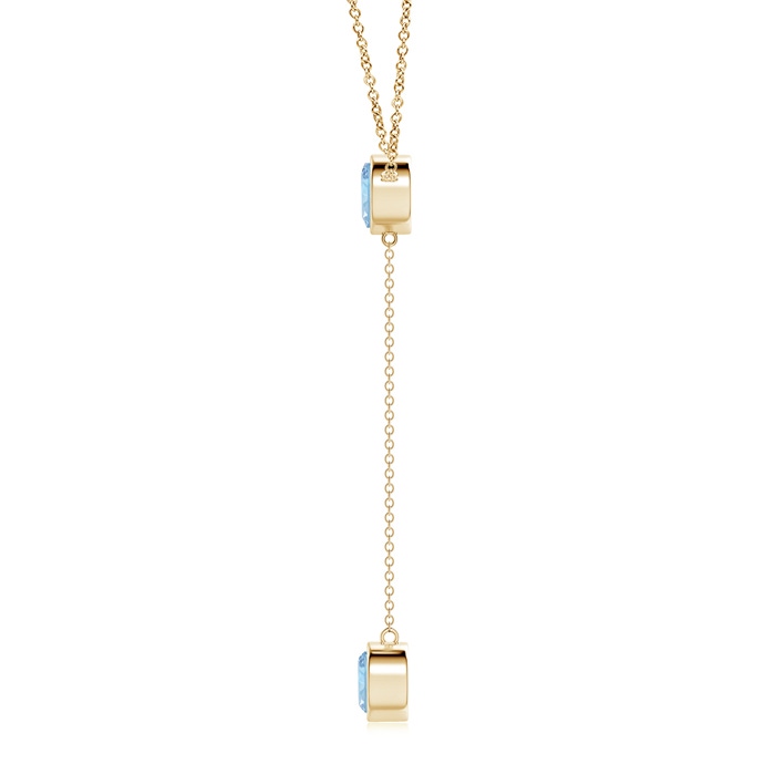 7mm AAA Bezel-Set Round Aquamarine Lariat Style Necklace in Yellow Gold product image