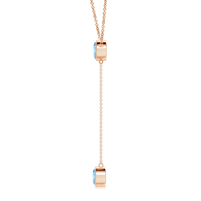 7mm AAAA Bezel-Set Round Aquamarine Lariat Style Necklace in Rose Gold product image