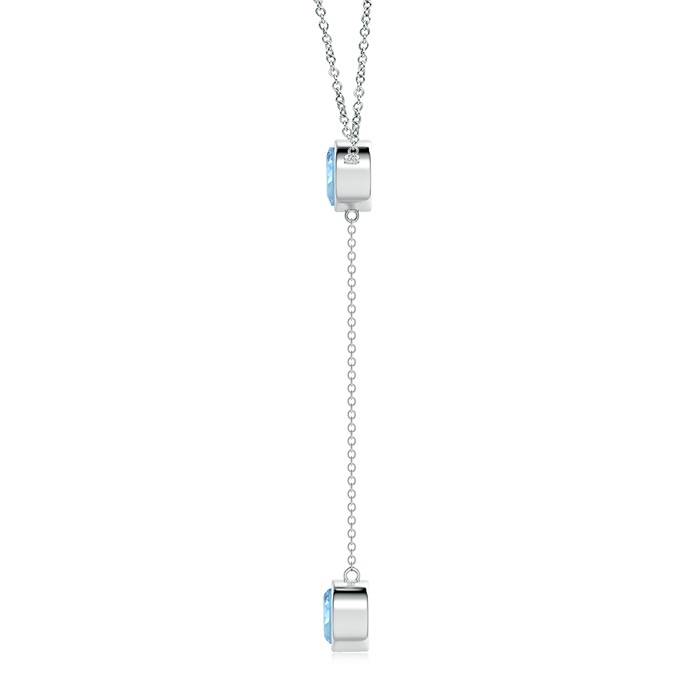 7mm AAAA Bezel-Set Round Aquamarine Lariat Style Necklace in White Gold product image