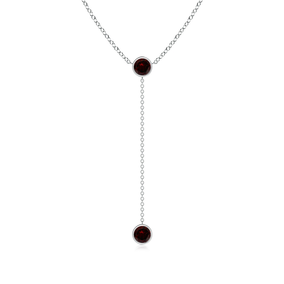 5mm A Bezel-Set Round Garnet Lariat Style Necklace in P950 Platinum 