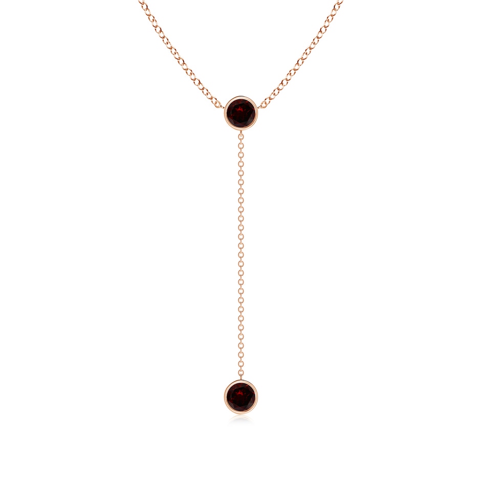 5mm A Bezel-Set Round Garnet Lariat Style Necklace in Rose Gold 