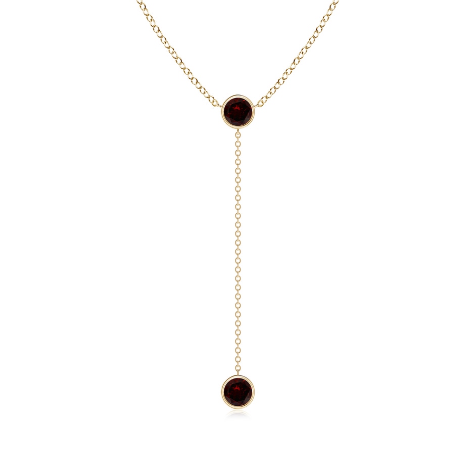 5mm A Bezel-Set Round Garnet Lariat Style Necklace in Yellow Gold 