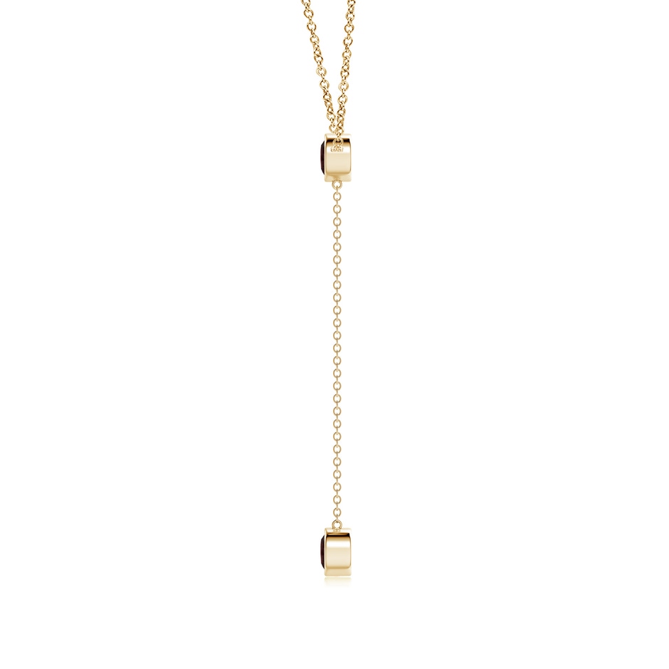 5mm A Bezel-Set Round Garnet Lariat Style Necklace in Yellow Gold side 1