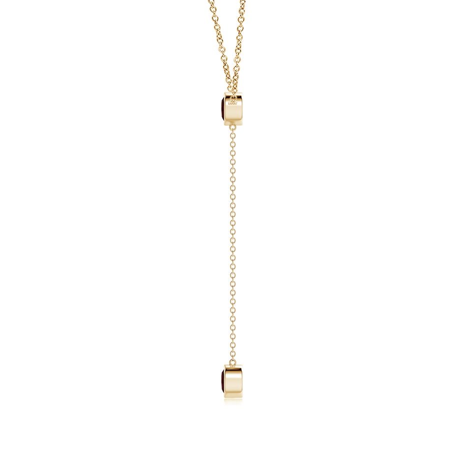 5mm AA Bezel-Set Round Garnet Lariat Style Necklace in Yellow Gold side 1