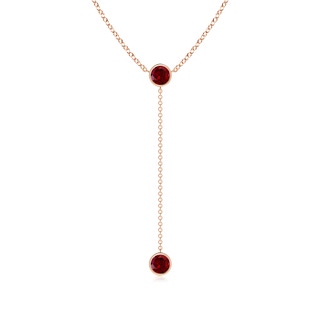5mm AAA Bezel-Set Round Garnet Lariat Style Necklace in 9K Rose Gold
