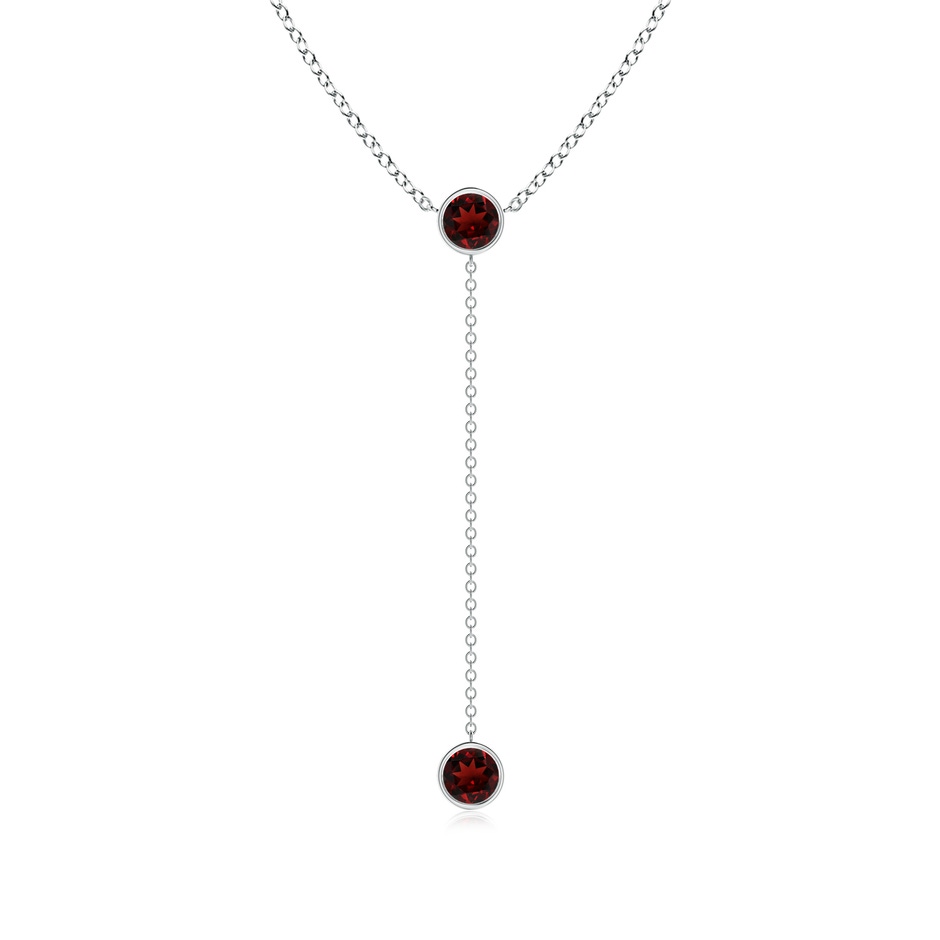 5mm AAA Bezel-Set Round Garnet Lariat Style Necklace in P950 Platinum 