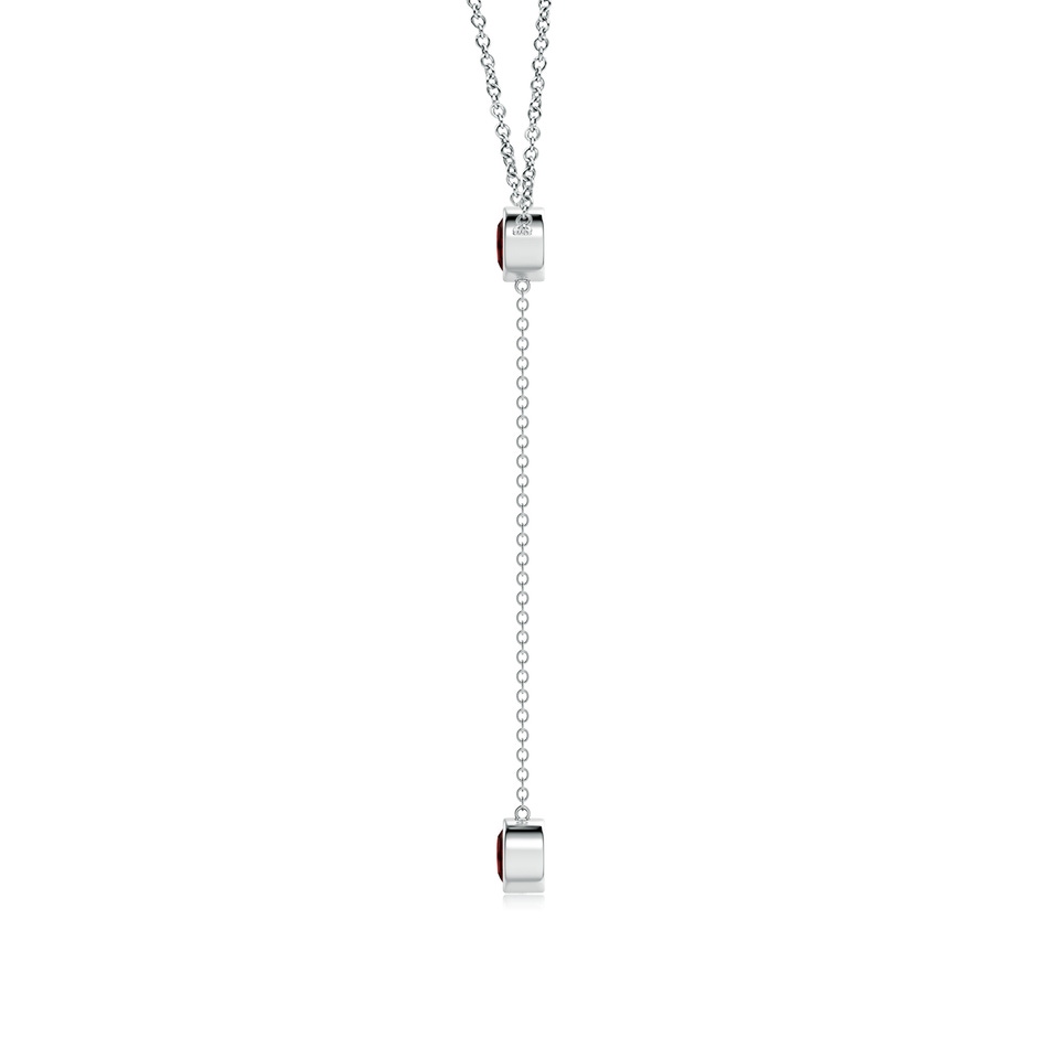 5mm AAA Bezel-Set Round Garnet Lariat Style Necklace in P950 Platinum side 1