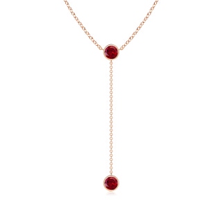 5mm AAAA Bezel-Set Round Garnet Lariat Style Necklace in 9K Rose Gold