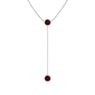 5mm AAAA Bezel-Set Round Garnet Lariat Style Necklace in P950 Platinum