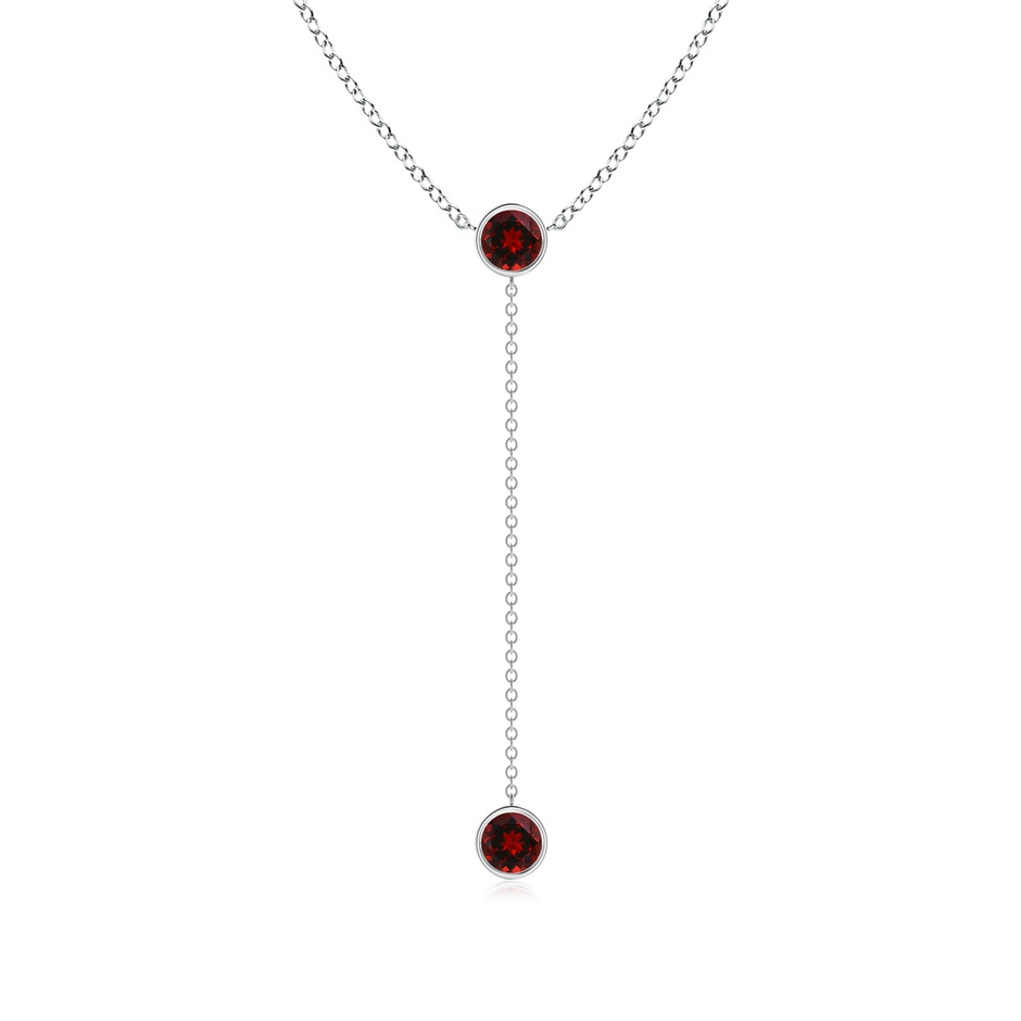 5mm AAAA Bezel-Set Round Garnet Lariat Style Necklace in P950 Platinum 