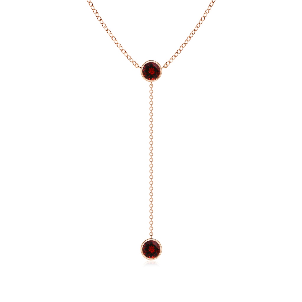 5mm AAAA Bezel-Set Round Garnet Lariat Style Necklace in Rose Gold