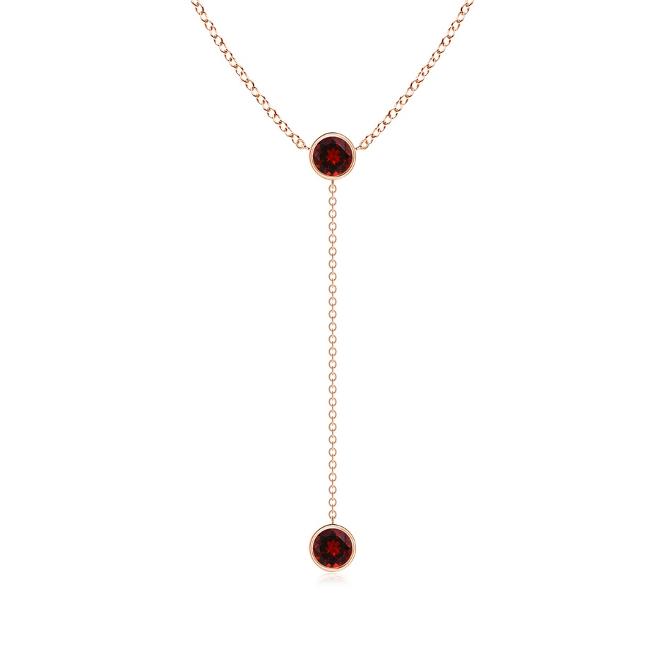5mm AAAA Bezel-Set Round Garnet Lariat Style Necklace in Rose Gold 