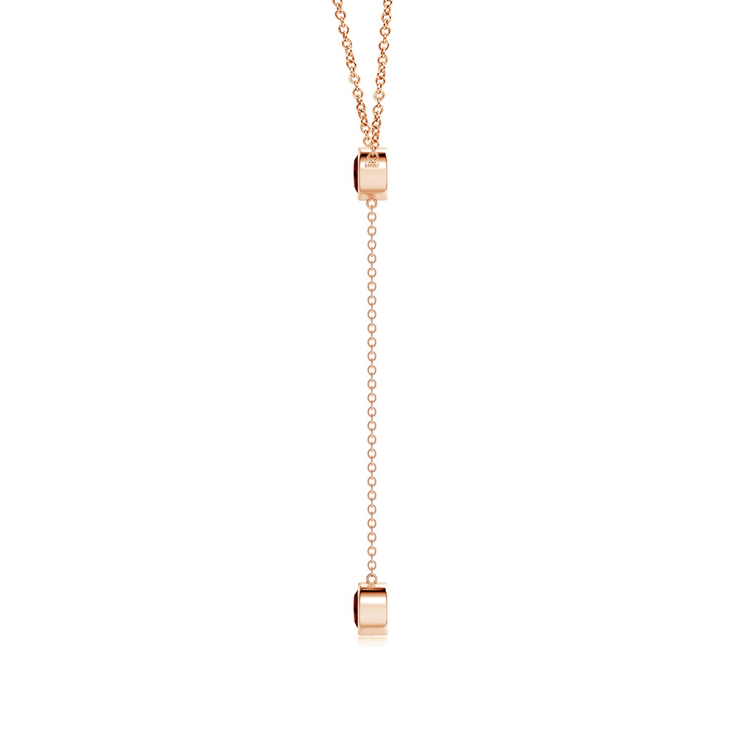 5mm AAAA Bezel-Set Round Garnet Lariat Style Necklace in Rose Gold