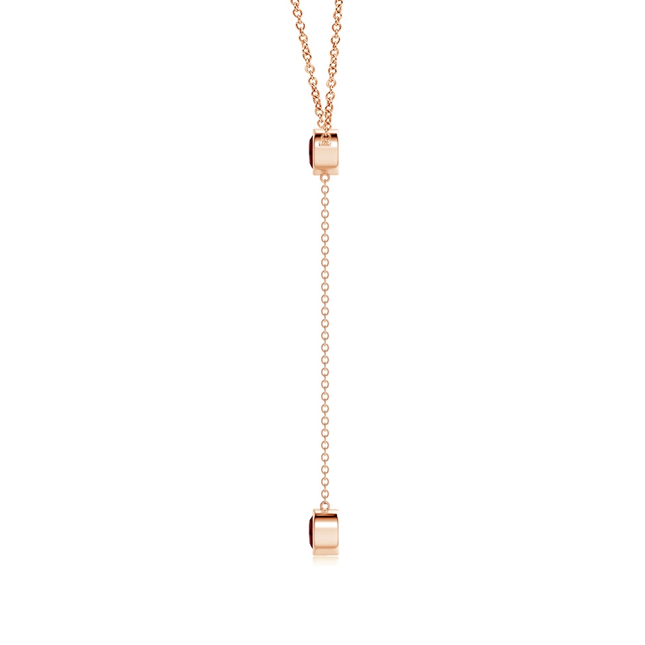 5mm AAAA Bezel-Set Round Garnet Lariat Style Necklace in Rose Gold side 1
