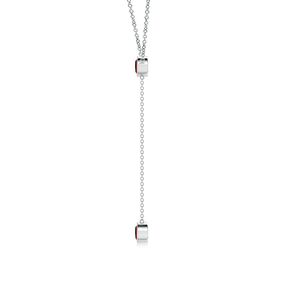 5mm AAAA Bezel-Set Round Garnet Lariat Style Necklace in White Gold side 1
