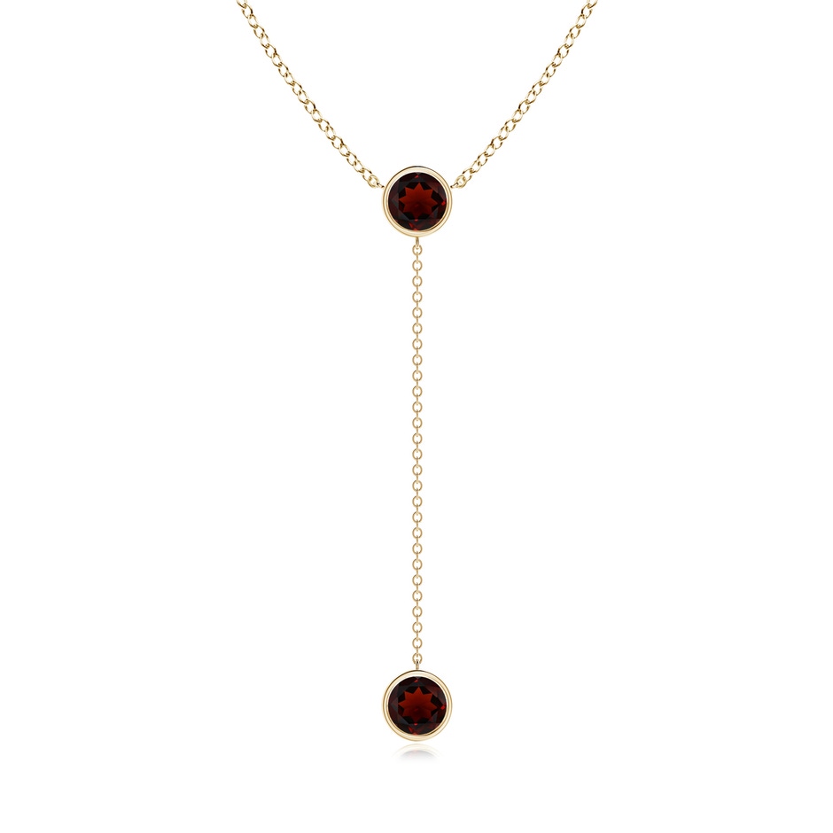6mm AA Bezel-Set Round Garnet Lariat Style Necklace in Yellow Gold 