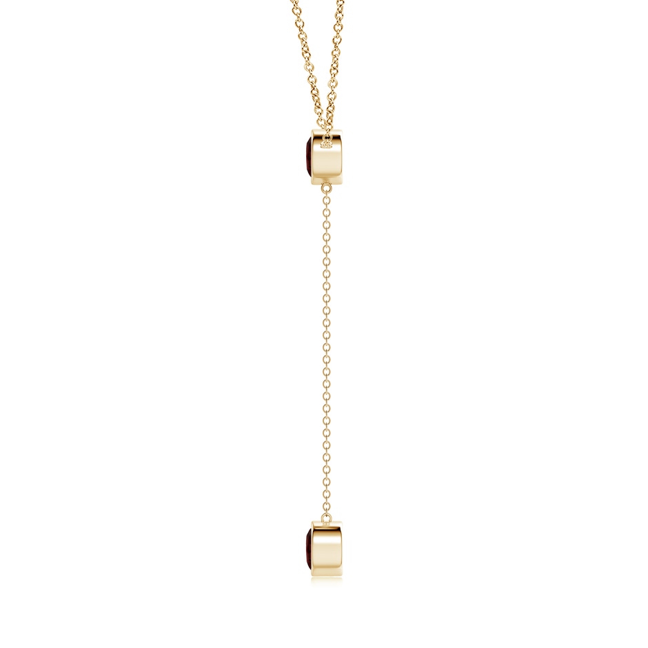 6mm AA Bezel-Set Round Garnet Lariat Style Necklace in Yellow Gold side 1