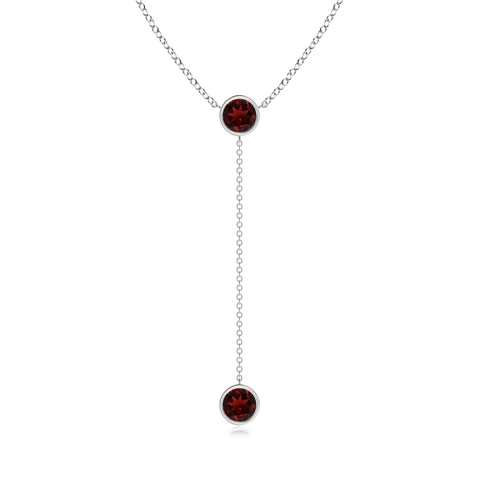6mm AAA Bezel-Set Round Garnet Lariat Style Necklace in P950 Platinum 