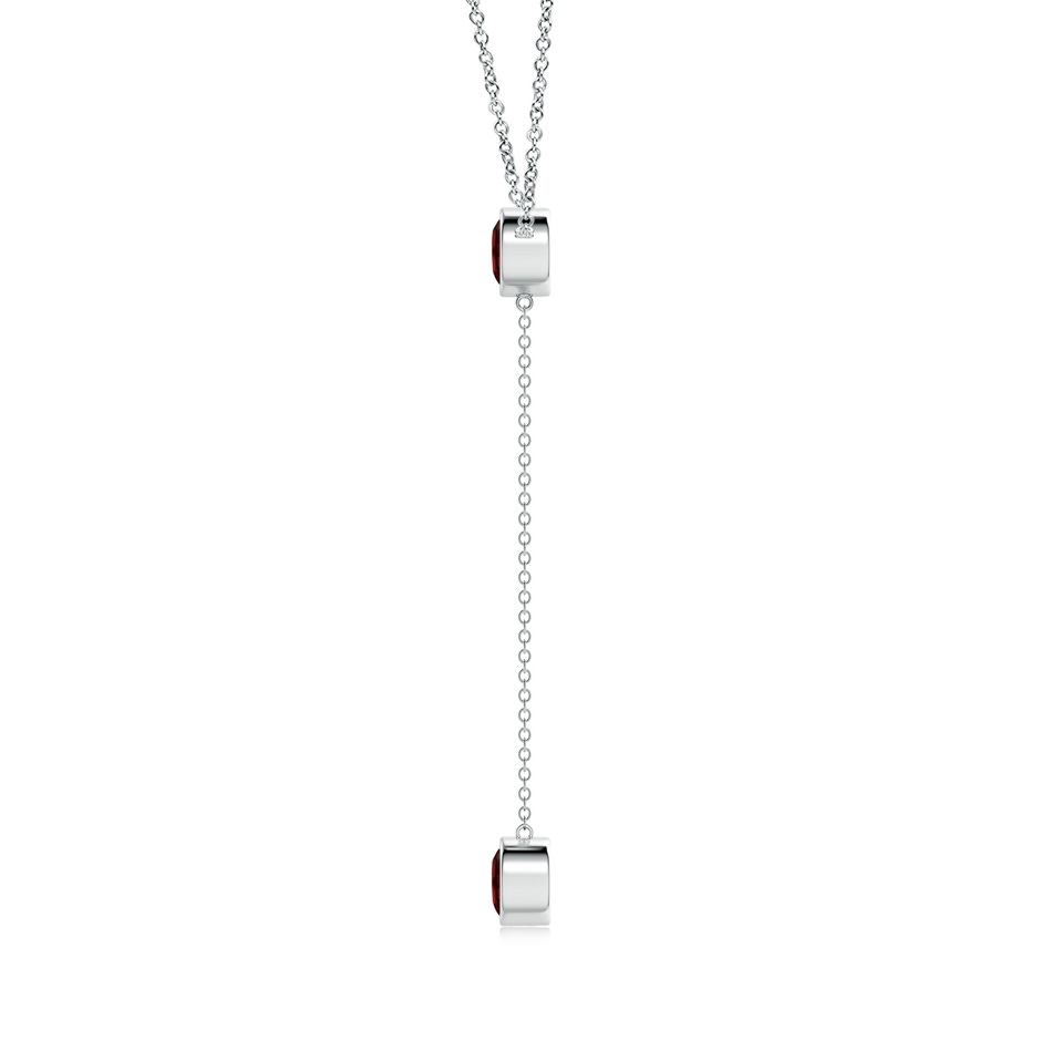 6mm AAA Bezel-Set Round Garnet Lariat Style Necklace in P950 Platinum side 1