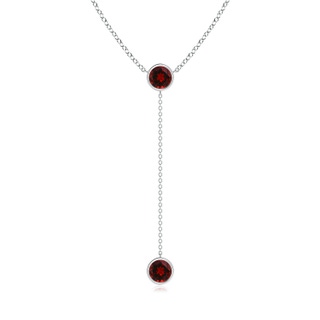 6mm AAAA Bezel-Set Round Garnet Lariat Style Necklace in P950 Platinum