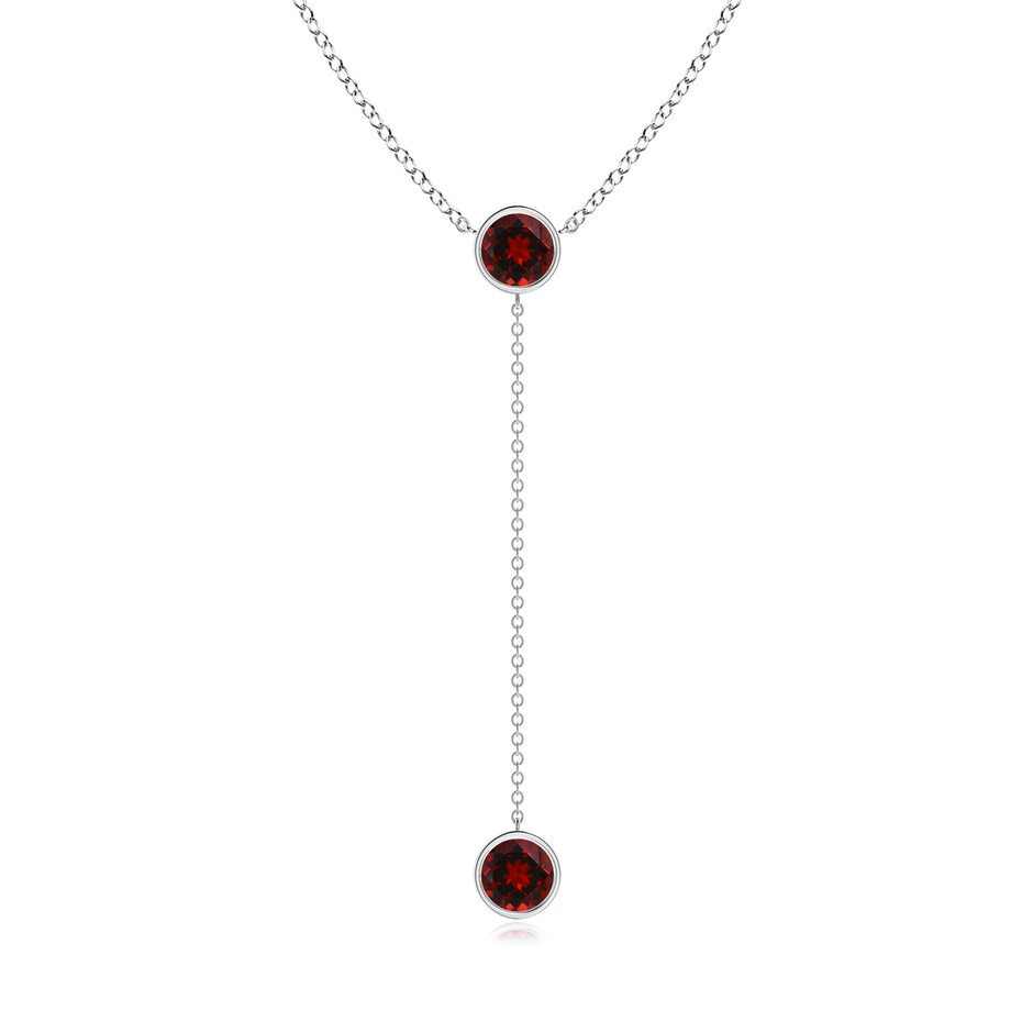 6mm AAAA Bezel-Set Round Garnet Lariat Style Necklace in P950 Platinum 