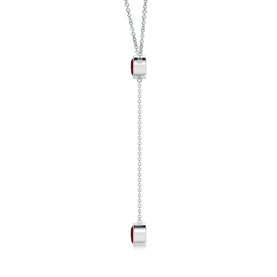 6mm AAAA Bezel-Set Round Garnet Lariat Style Necklace in P950 Platinum side 1
