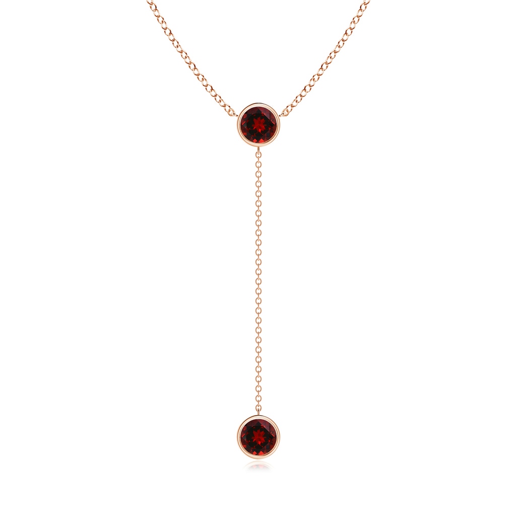 6mm AAAA Bezel-Set Round Garnet Lariat Style Necklace in Rose Gold