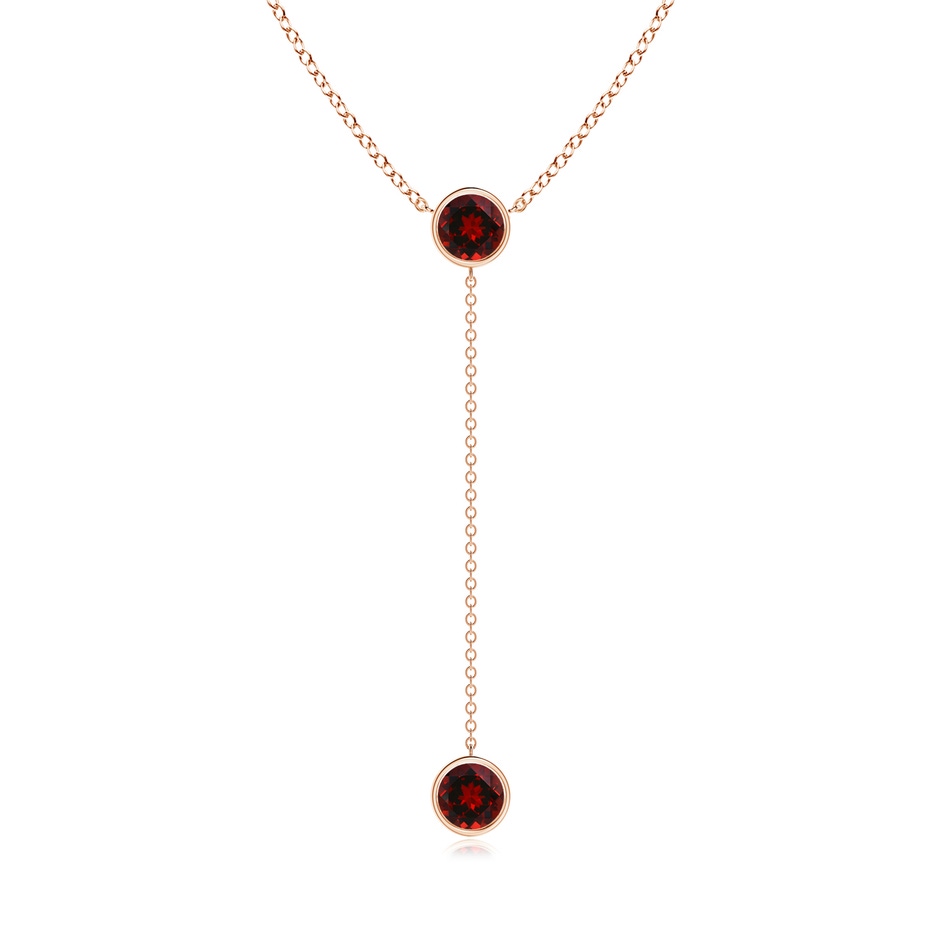 6mm AAAA Bezel-Set Round Garnet Lariat Style Necklace in Rose Gold 