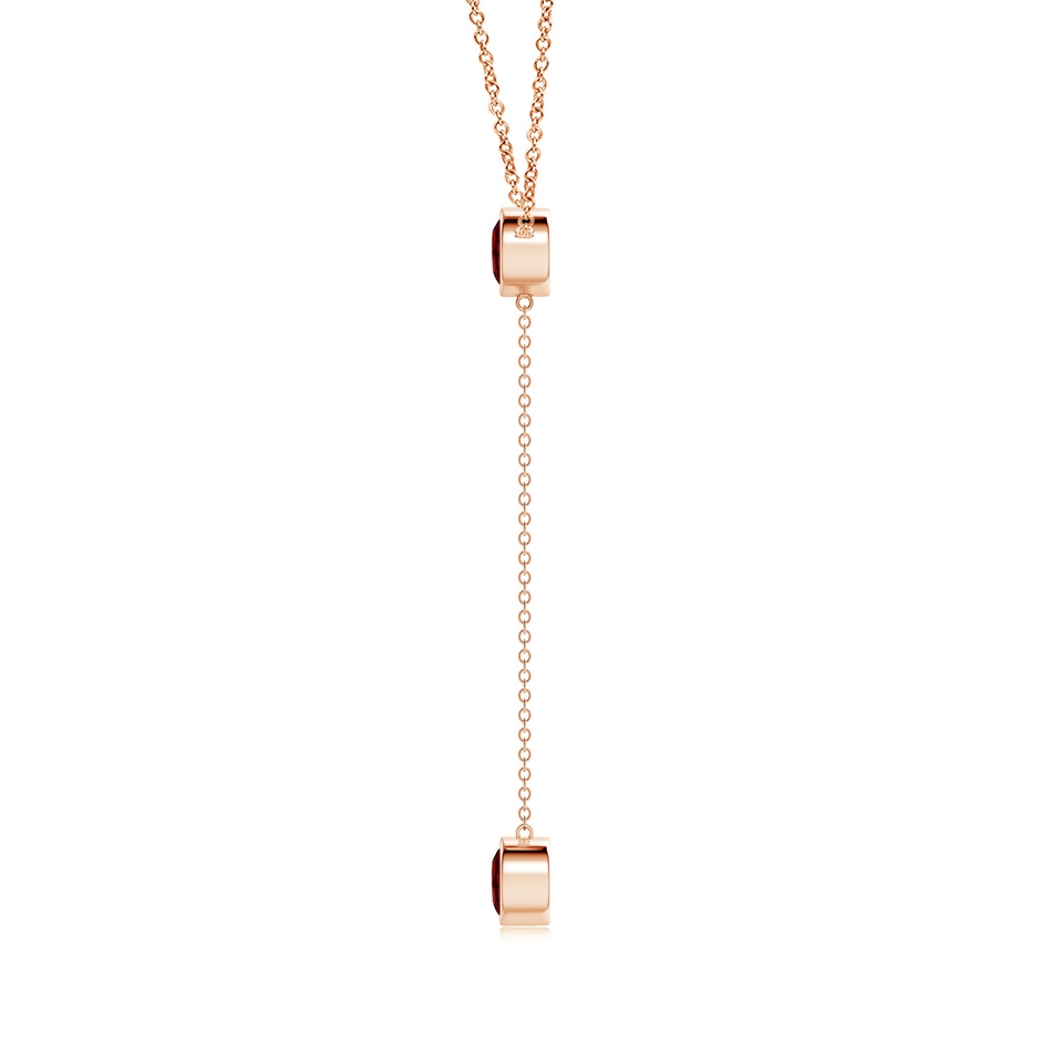 6mm AAAA Bezel-Set Round Garnet Lariat Style Necklace in Rose Gold side 1