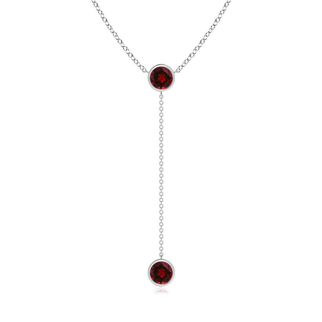 6mm AAAA Bezel-Set Round Garnet Lariat Style Necklace in White Gold