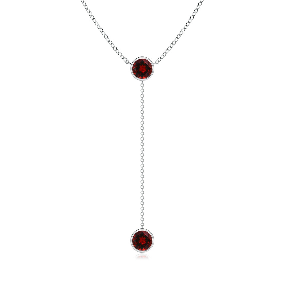 6mm AAAA Bezel-Set Round Garnet Lariat Style Necklace in White Gold 