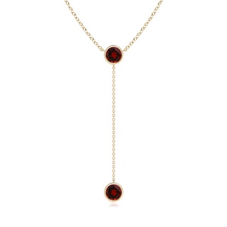 6mm AAAA Bezel-Set Round Garnet Lariat Style Necklace in Yellow Gold