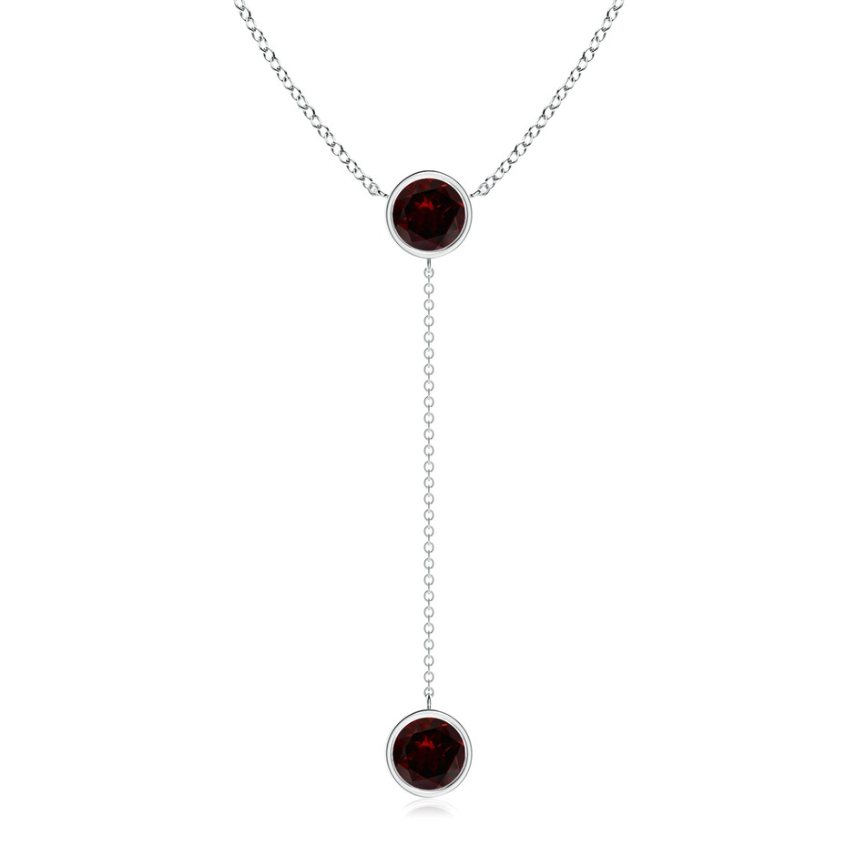 7mm A Bezel-Set Round Garnet Lariat Style Necklace in White Gold 