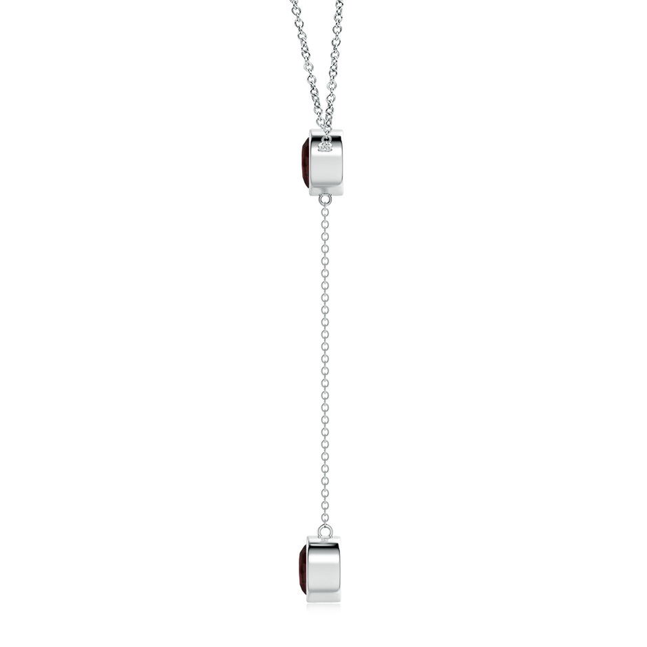7mm A Bezel-Set Round Garnet Lariat Style Necklace in White Gold side 1