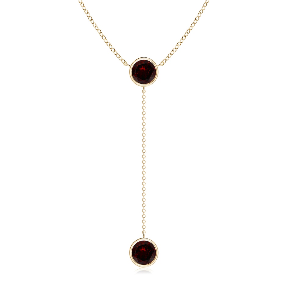 7mm A Bezel-Set Round Garnet Lariat Style Necklace in Yellow Gold 