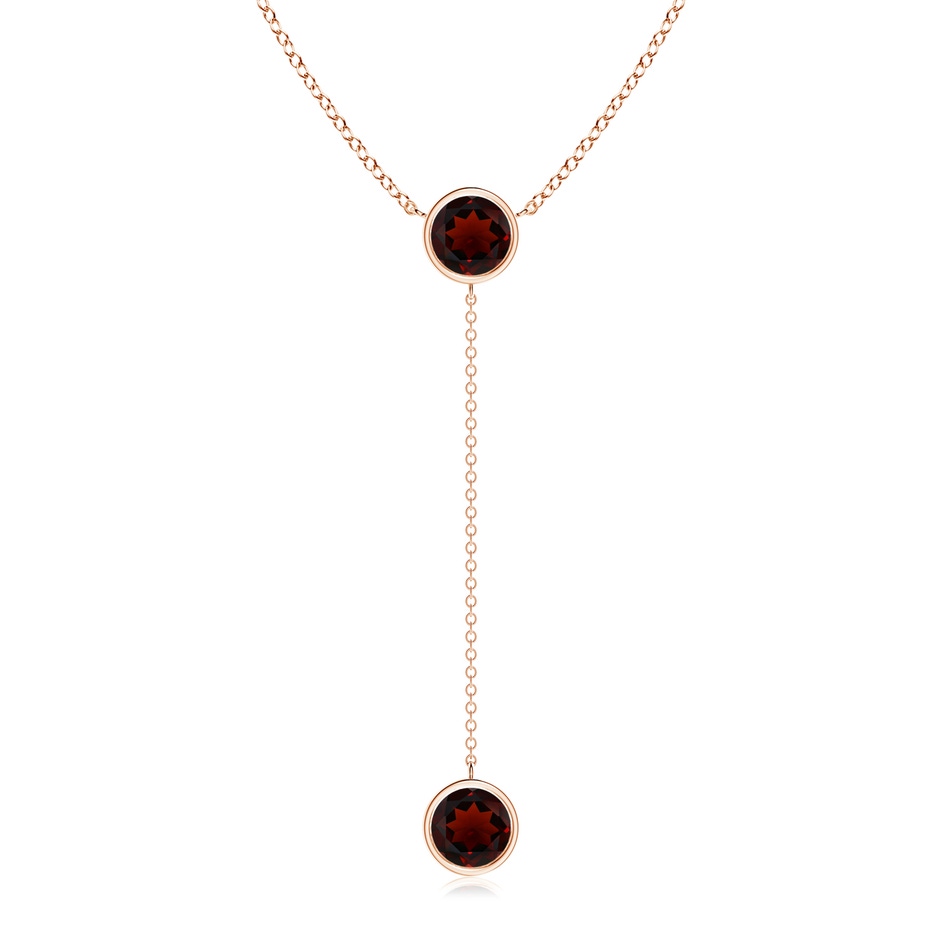 7mm AA Bezel-Set Round Garnet Lariat Style Necklace in Rose Gold 