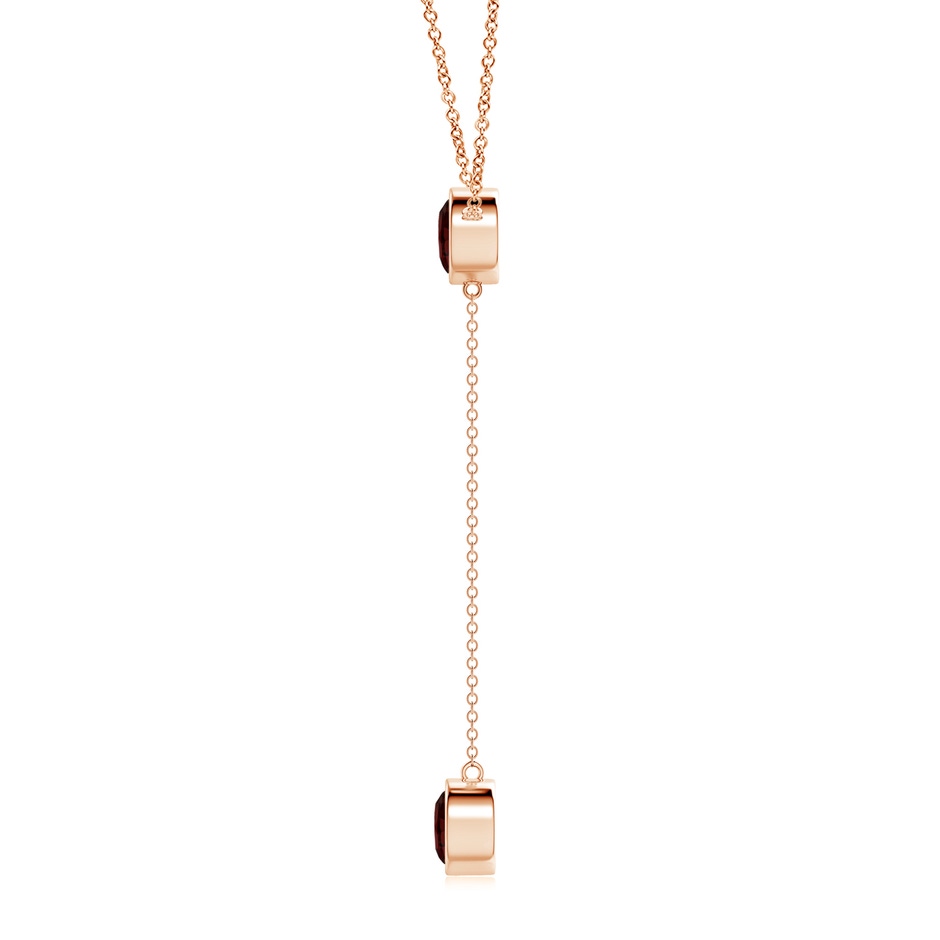 7mm AA Bezel-Set Round Garnet Lariat Style Necklace in Rose Gold side 1