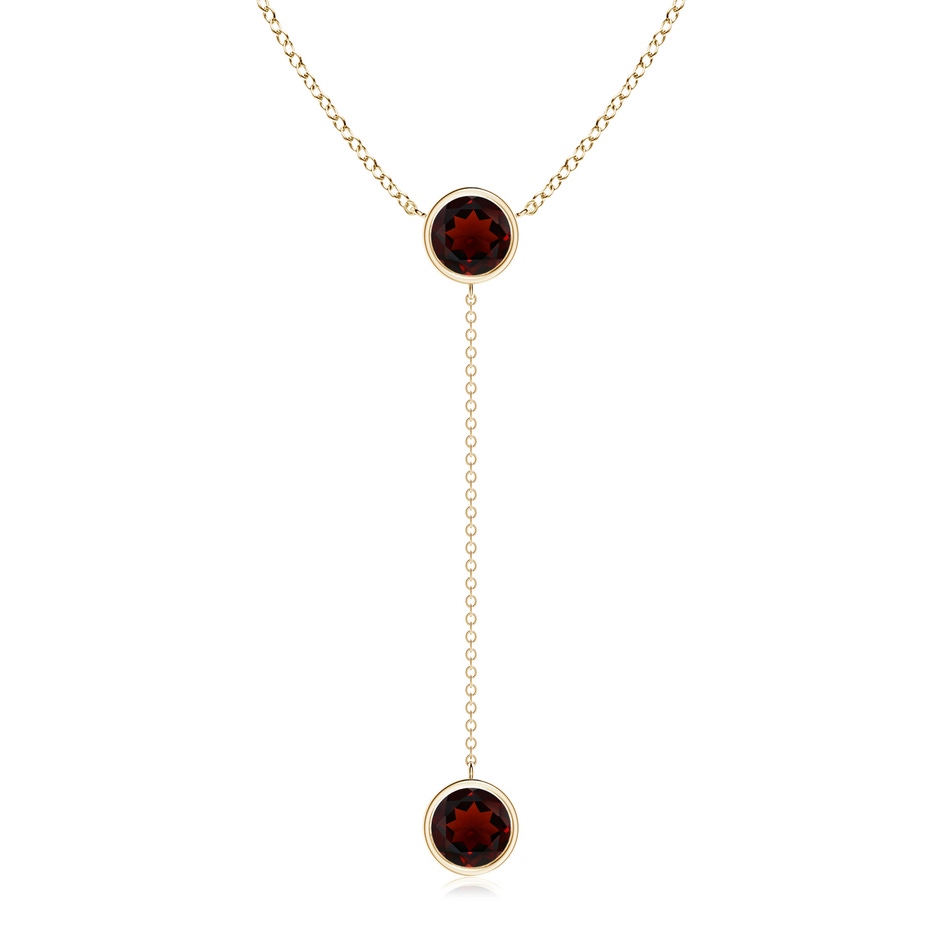7mm AA Bezel-Set Round Garnet Lariat Style Necklace in Yellow Gold 