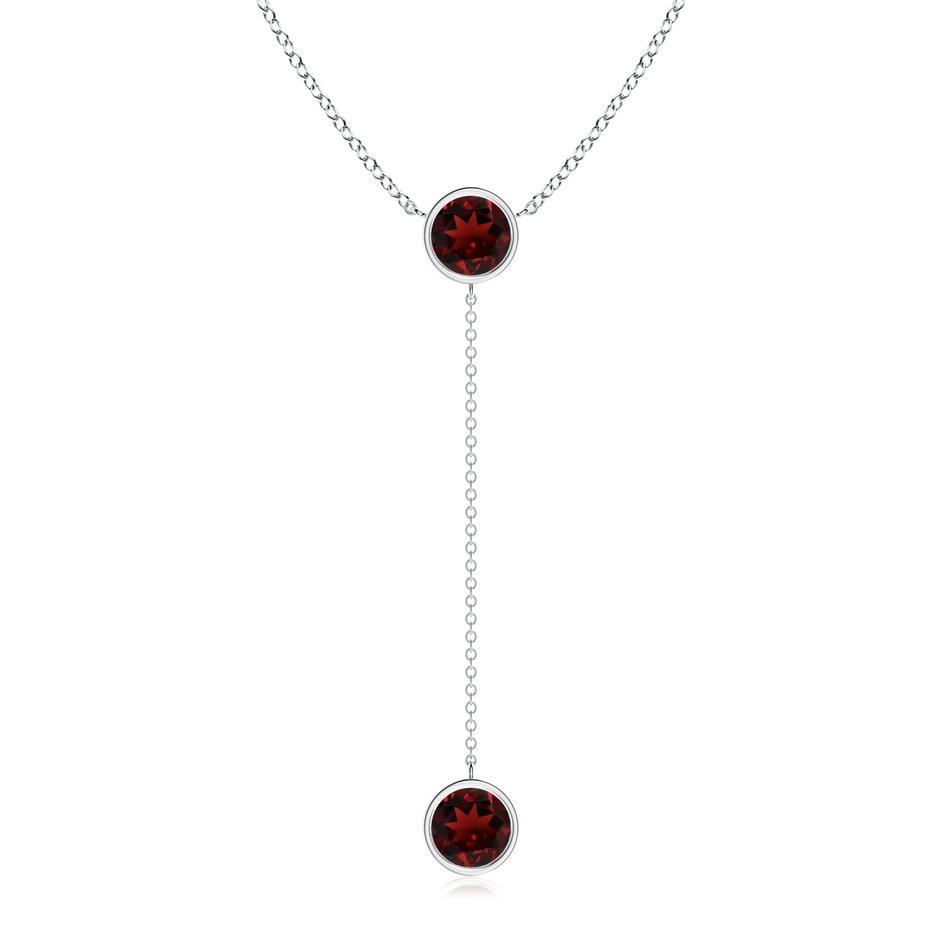 7mm AAA Bezel-Set Round Garnet Lariat Style Necklace in P950 Platinum 