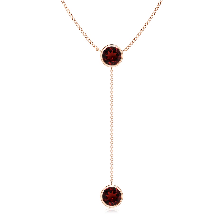 7mm AAA Bezel-Set Round Garnet Lariat Style Necklace in Rose Gold 