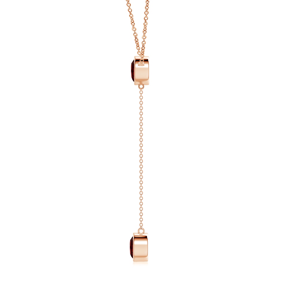 7mm AAA Bezel-Set Round Garnet Lariat Style Necklace in Rose Gold side 1