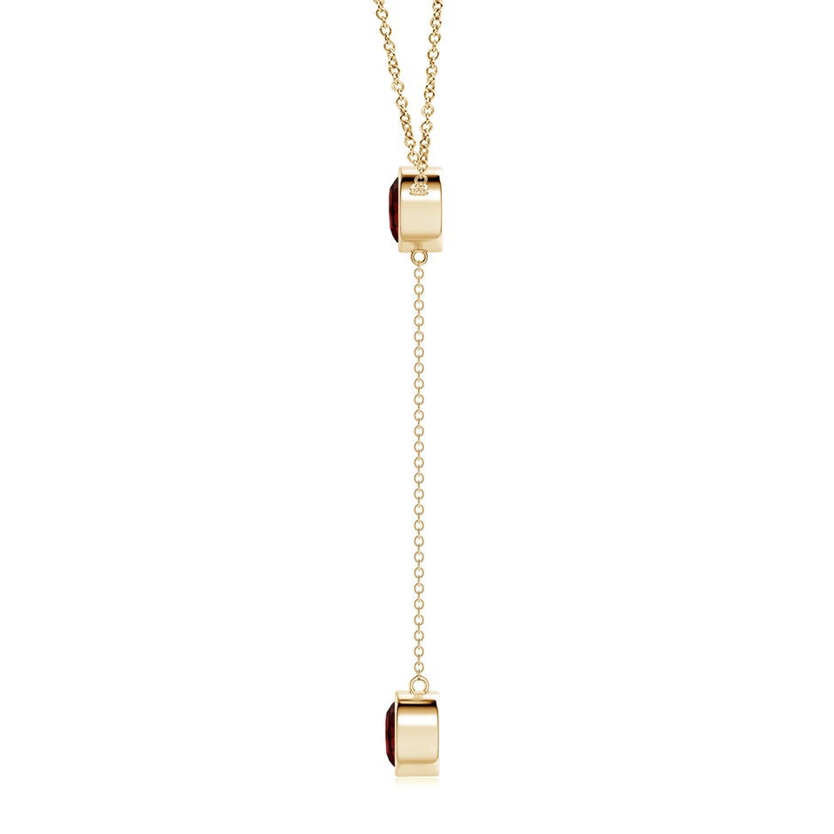 7mm AAA Bezel-Set Round Garnet Lariat Style Necklace in Yellow Gold side 1