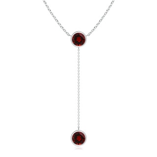 7mm AAAA Bezel-Set Round Garnet Lariat Style Necklace in P950 Platinum