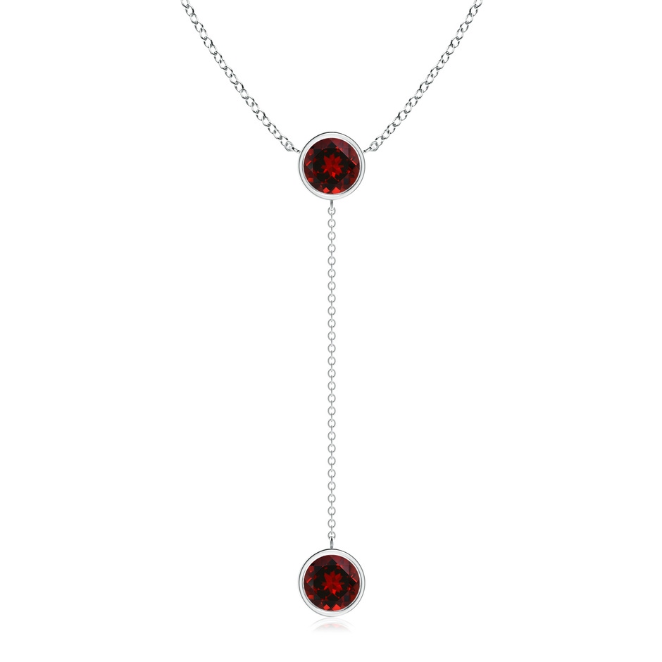 7mm AAAA Bezel-Set Round Garnet Lariat Style Necklace in P950 Platinum 