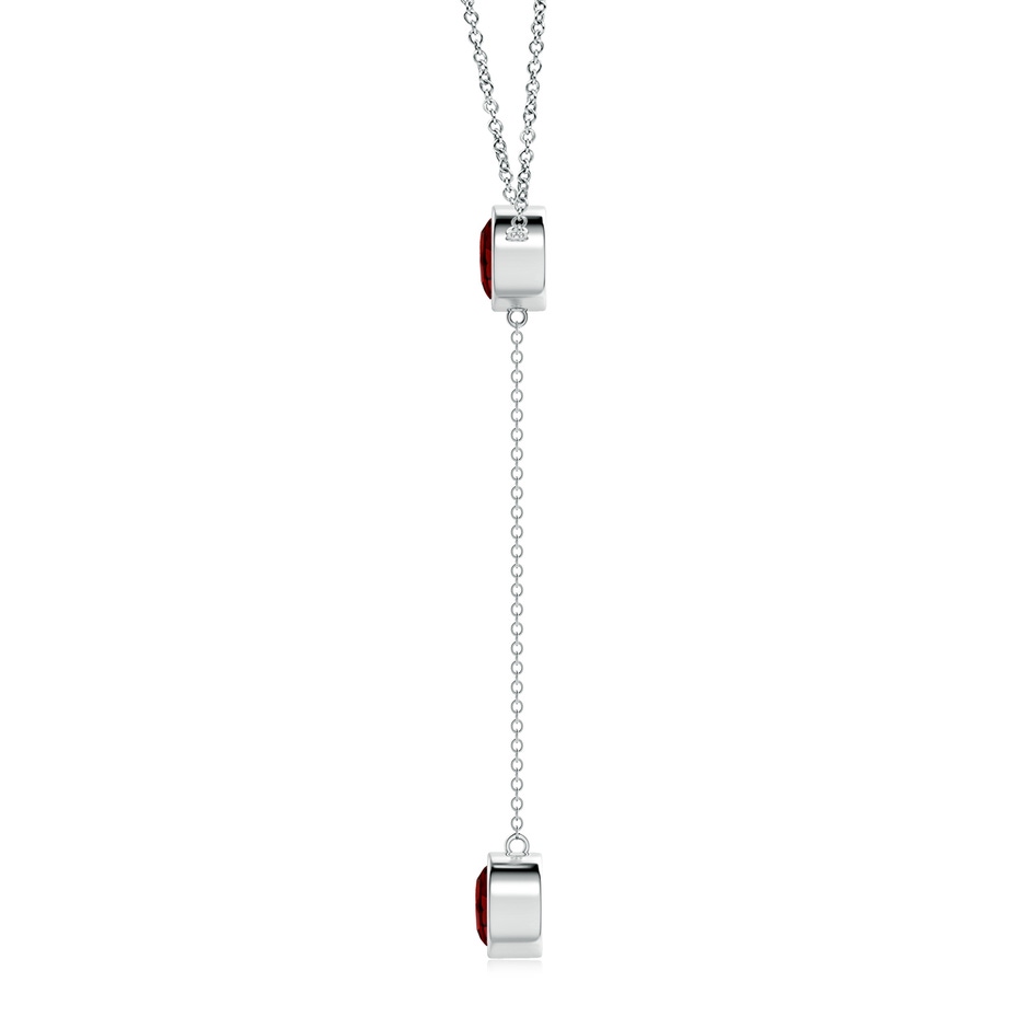 7mm AAAA Bezel-Set Round Garnet Lariat Style Necklace in P950 Platinum side 1