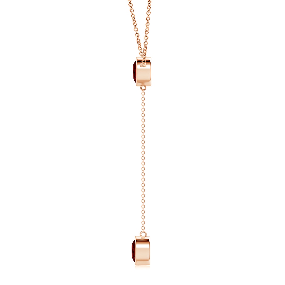 7mm AAAA Bezel-Set Round Garnet Lariat Style Necklace in Rose Gold side 1